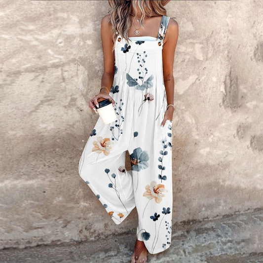 Mono Largo Mujer de Tela Estampada Tirantes - Mavetta