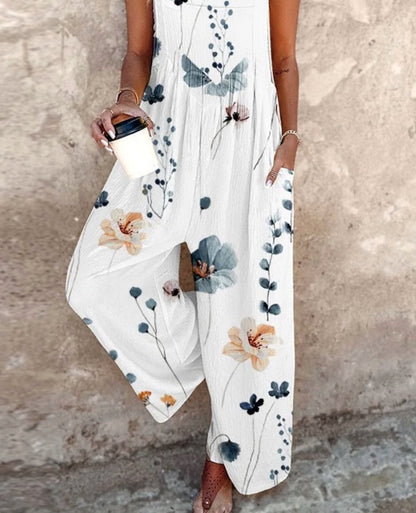 Mono Largo Mujer de Tela Estampada Tirantes