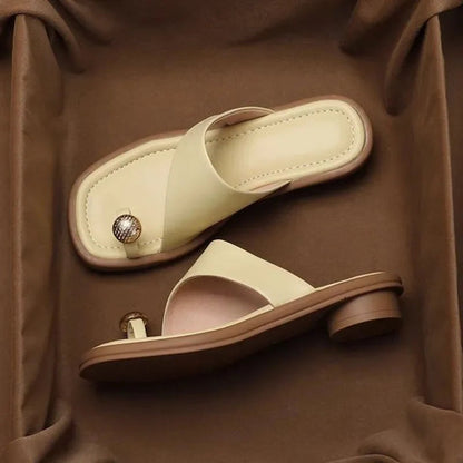 Sandalias Planas Mujer con Tira de Dedos y Anilla