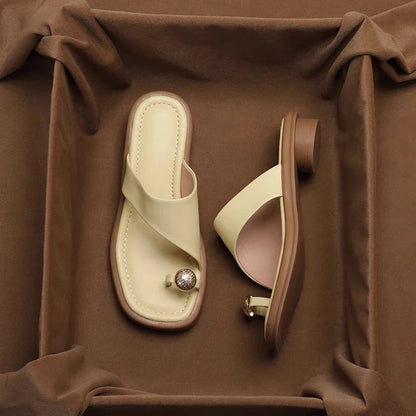 Sandalias Planas Mujer con Tira de Dedos y Anilla
