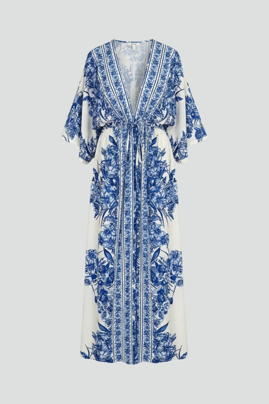 Vestido Largo Mujer Estilo Boho Escote en V Mangas Campana - Mavetta