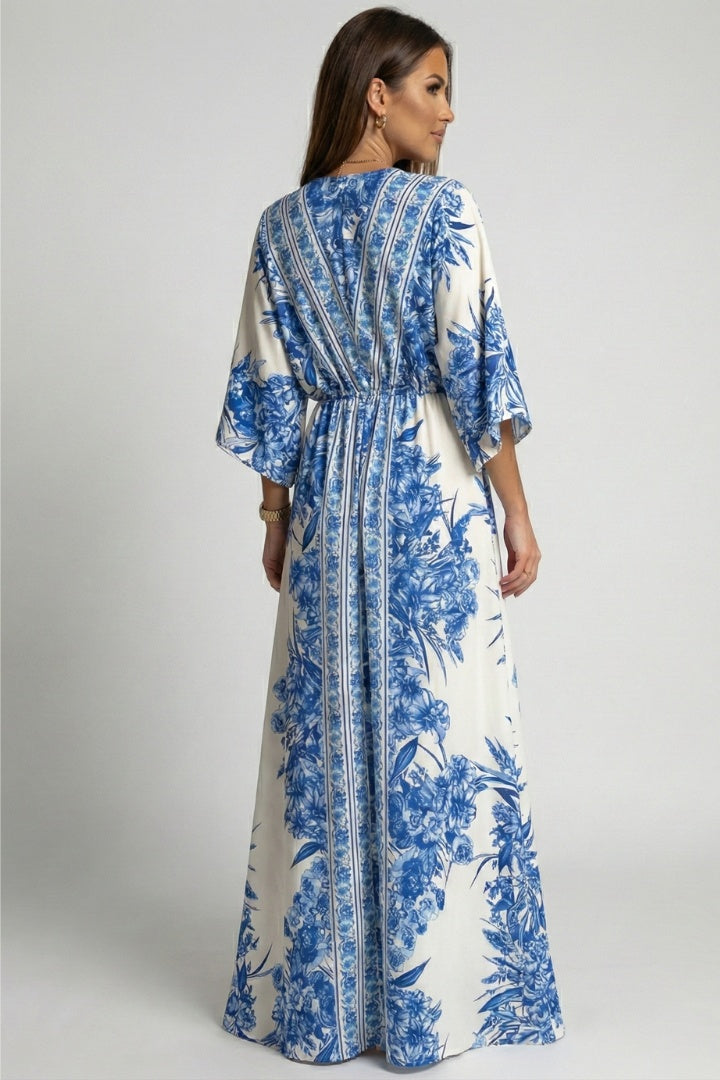 Vestido Largo Mujer Estilo Boho Escote en V Mangas Campana