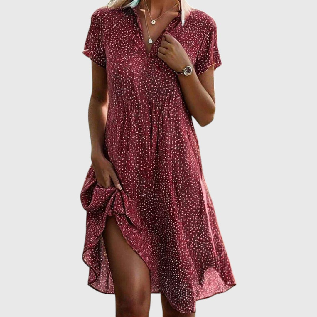 Vestido midi mujer casual cuello en V verano