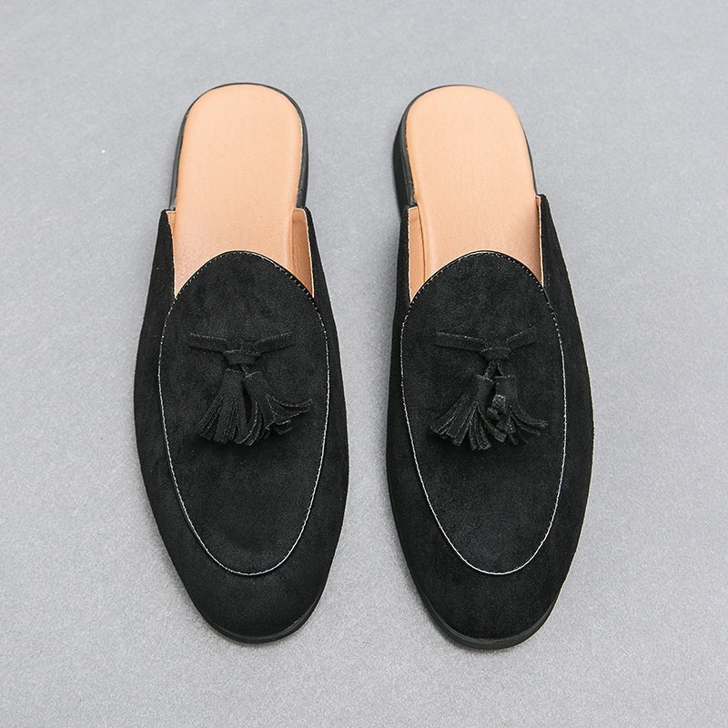 Mules Mujer de Ante con Borlas Punta Redonda - Mavetta