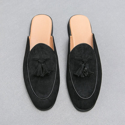 Mules Mujer de Ante con Borlas Punta Redonda - Mavetta
