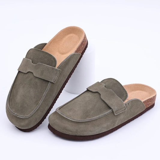 Mules Mujer de Ante Hebilla Suela de Corcho - Mavetta