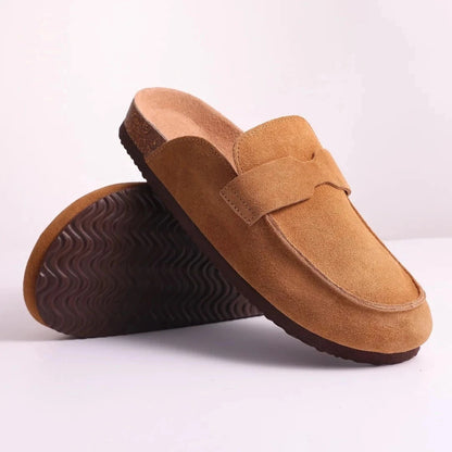 Mules de Ante con Hebilla Mujer Suela de Corcho