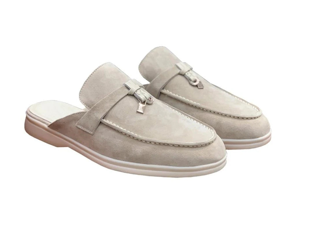 Mules Destalonados Mujer Estilo Loafer Hebilla