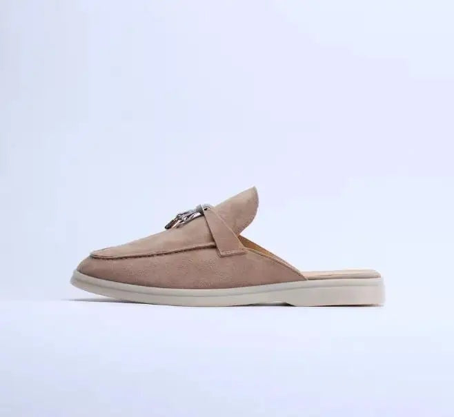 Mules Destalonados Mujer Estilo Loafer Hebilla