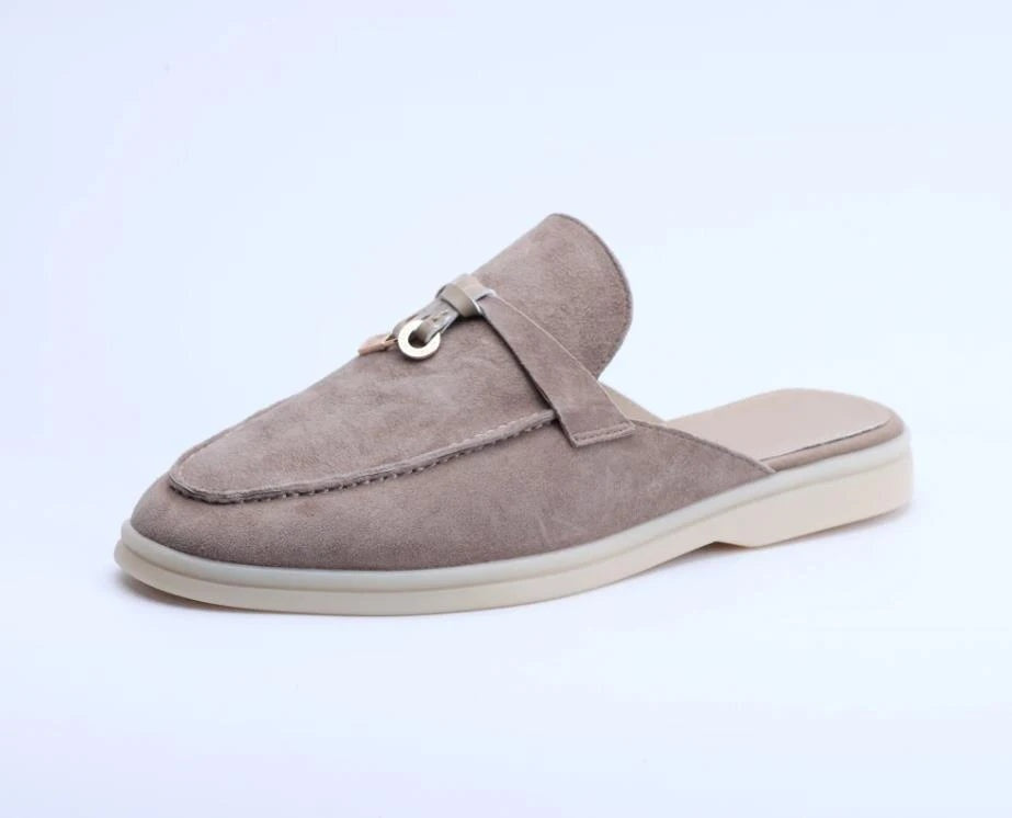 Mules Destalonados Mujer Estilo Loafer Hebilla