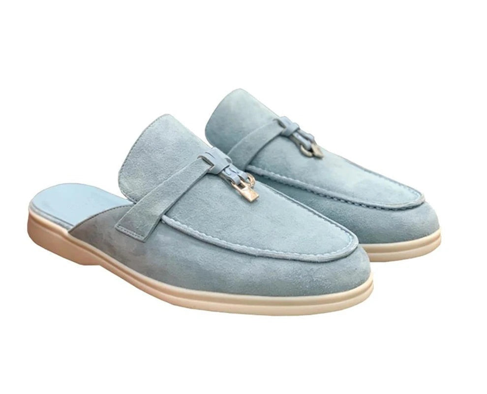 Mules Destalonados Mujer Estilo Loafer Hebilla