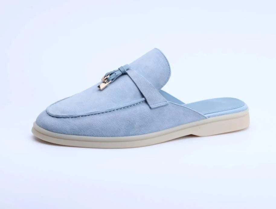 Mules Destalonados Mujer Estilo Loafer Hebilla