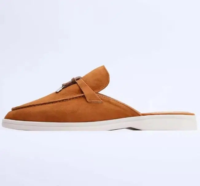Mules Destalonados Mujer Estilo Loafer Hebilla