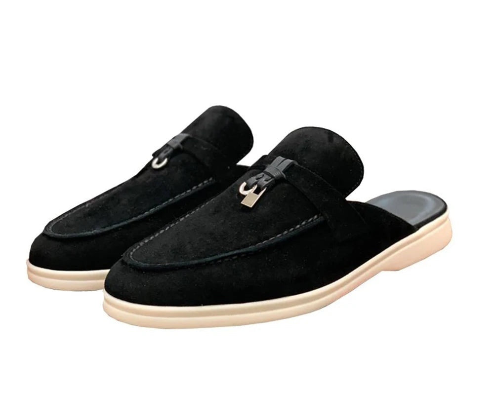 Mules Destalonados Mujer Estilo Loafer Hebilla