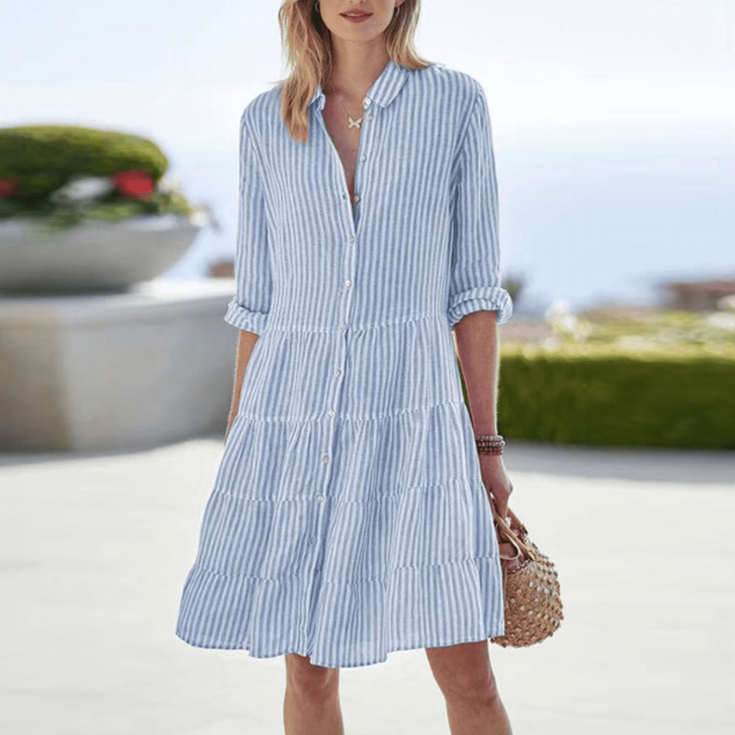 Vestido Mujer Ligero Rayas Ajuste Moderno