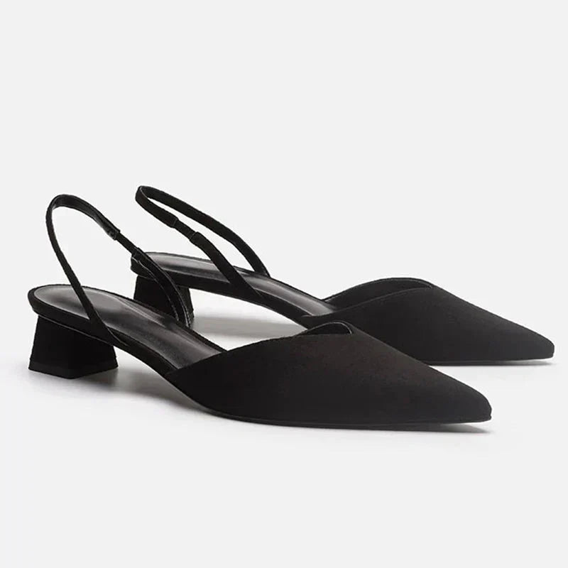 Zapatos Tacón Fino Mujer Diseño Slingback Punta Afilada