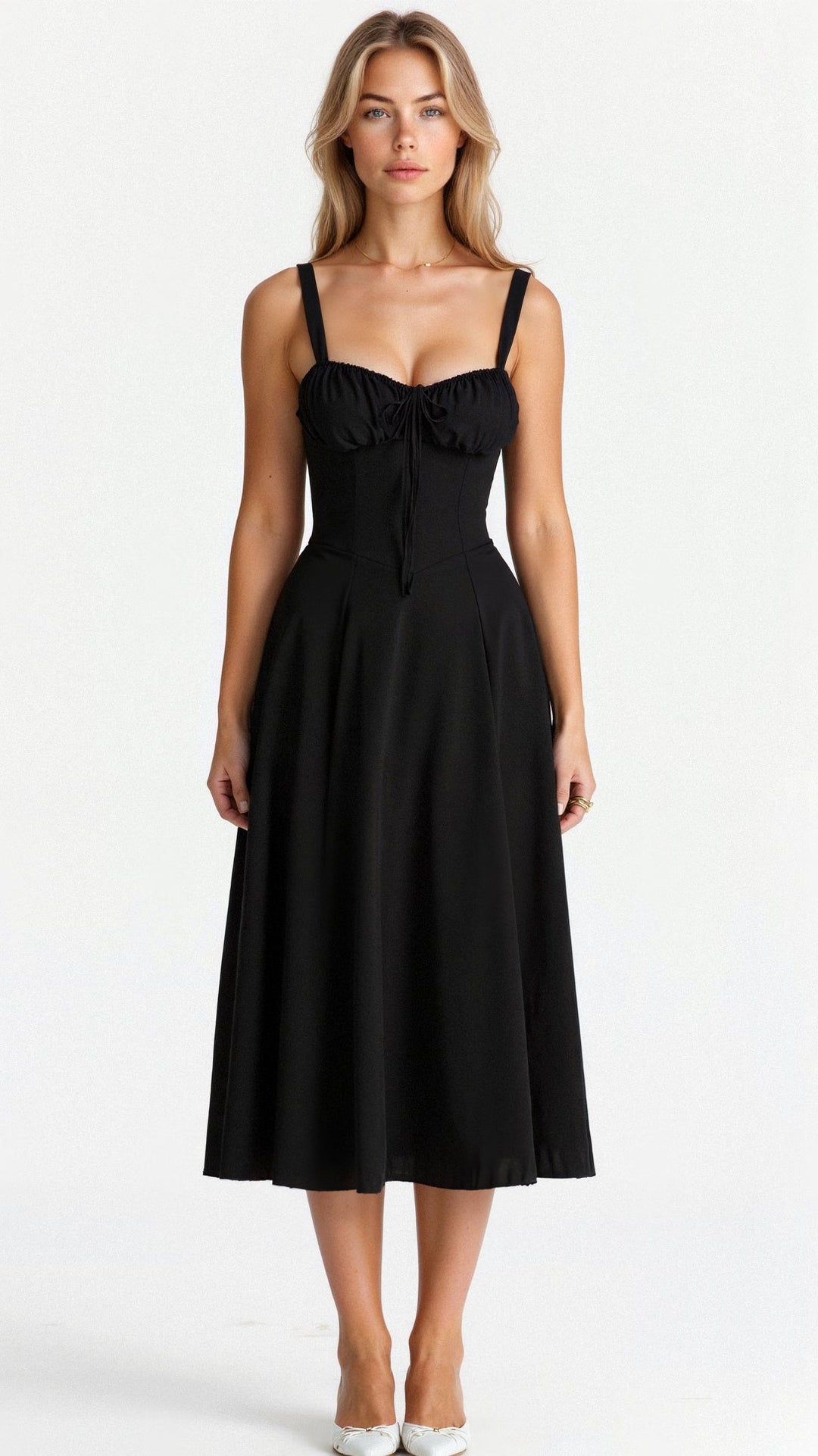 Vestido midi mujer con corsé y estampado floral estilo chic