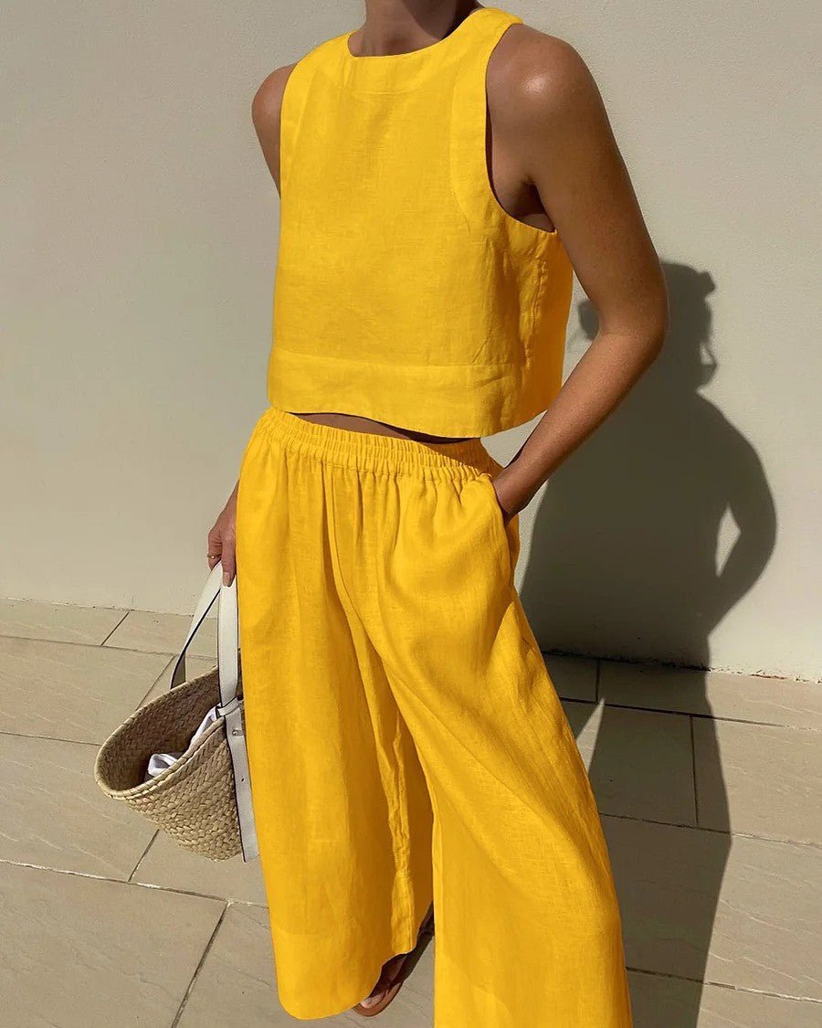 Conjunto Mujer Corto y Pantalón Talle Alto Veraniego