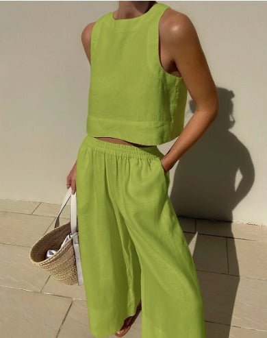 Conjunto Mujer Corto y Pantalón Talle Alto Veraniego