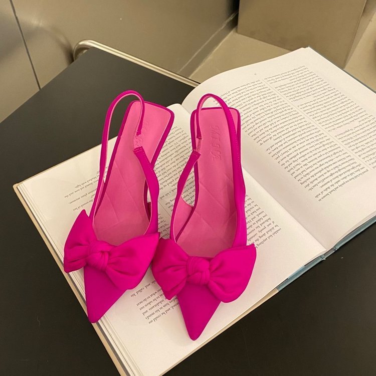 Zapatos tacón mujer con lazo decorativo elegante