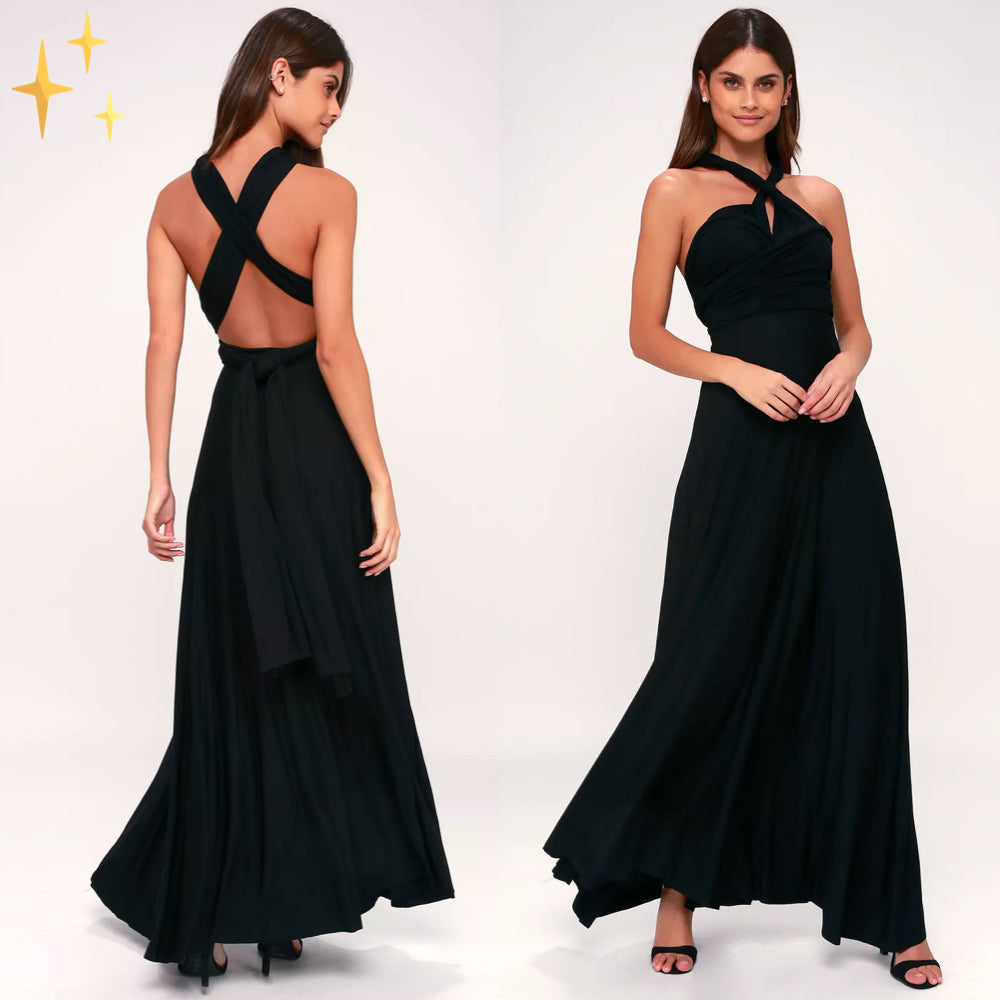 Vestido largo mujer cruzado escote halter maxi