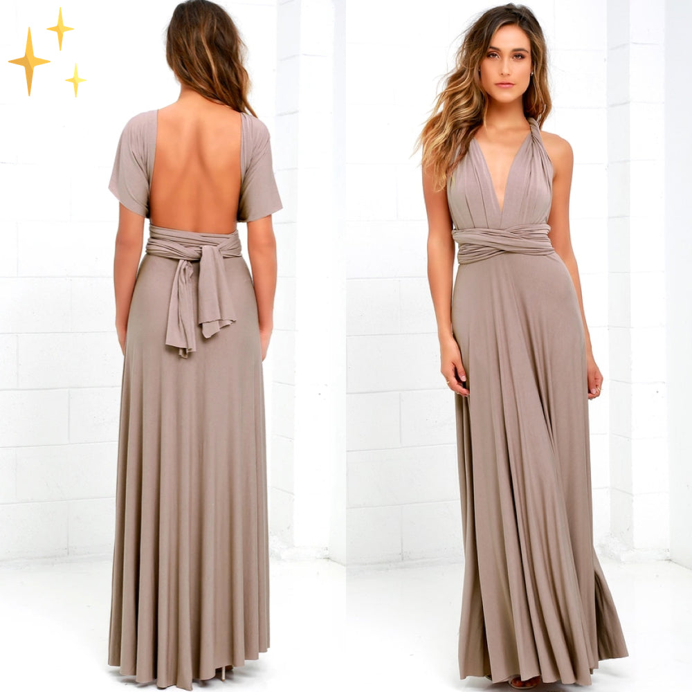 Vestido largo mujer cruzado escote halter maxi
