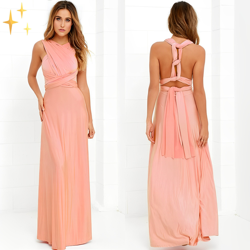 Vestido largo mujer cruzado escote halter maxi