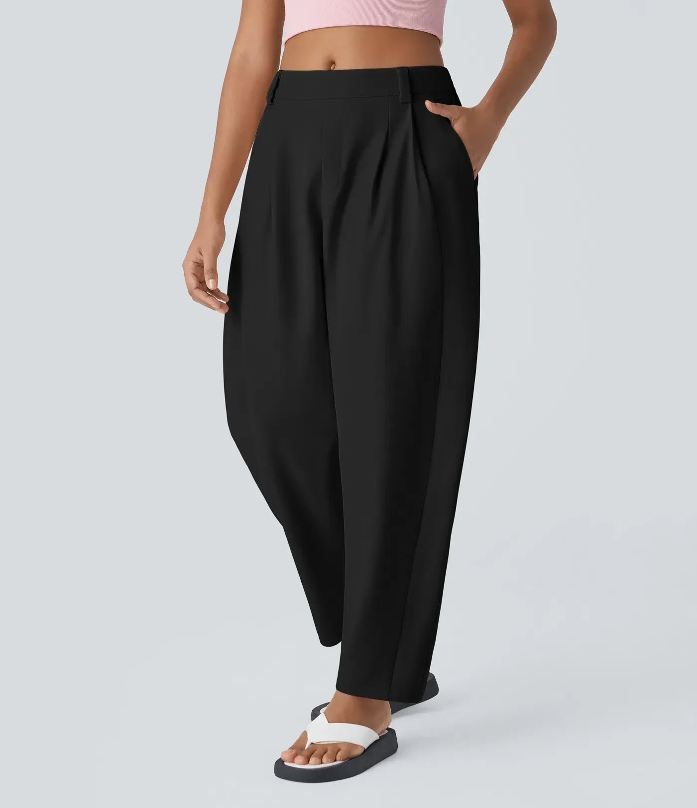 Pantalón Mujer Algodón Cintura Alta Corte Holgado