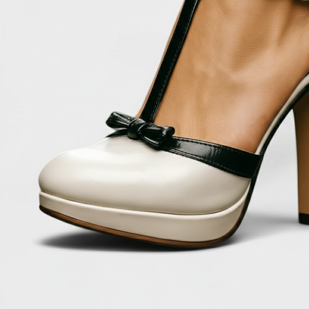 Tacones Plataforma Mujer con Tira T y Detalle de Lazo