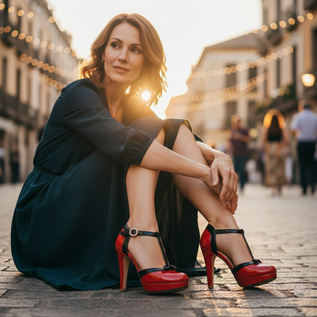 Tacones Plataforma Mujer con Tira T y Detalle de Lazo