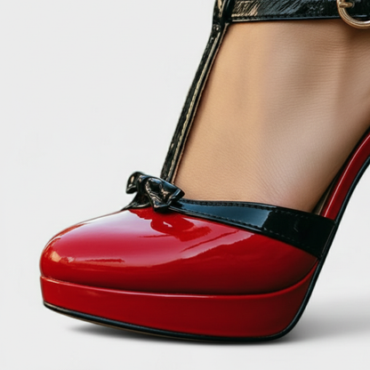 Tacones Plataforma Mujer con Tira T y Detalle de Lazo