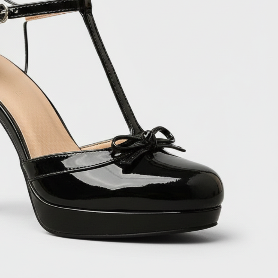 Tacones Plataforma Mujer con Tira T y Detalle de Lazo