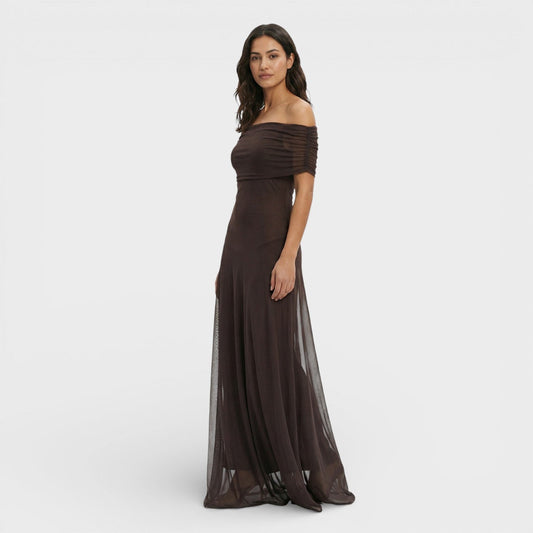 Vestido Largo Mujer de Gasa Hombros Descubiertos - Mavetta