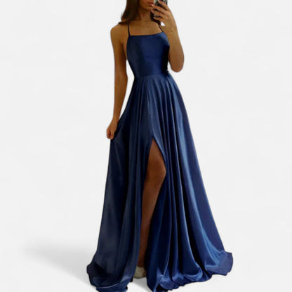 Vestido maxi mujer con tirantes y abertura elegante