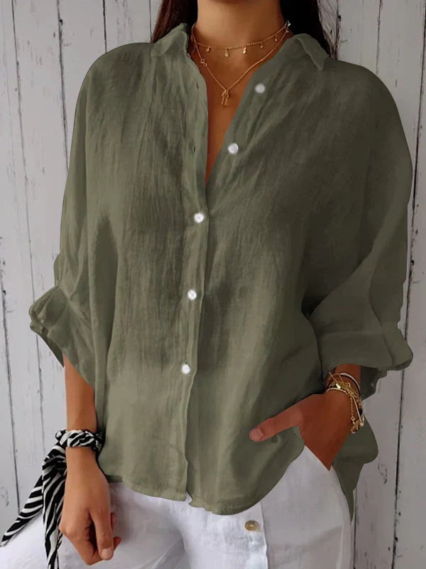 Camisa Oversize Mujer Manga Larga Botones