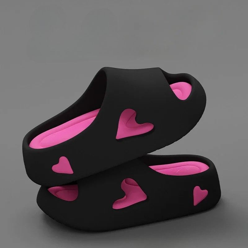 Chanclas Plataforma Mujer con Detalle de Corazones