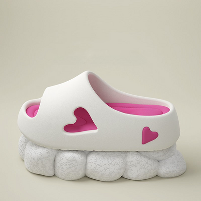 Chanclas Plataforma Mujer con Detalle de Corazones