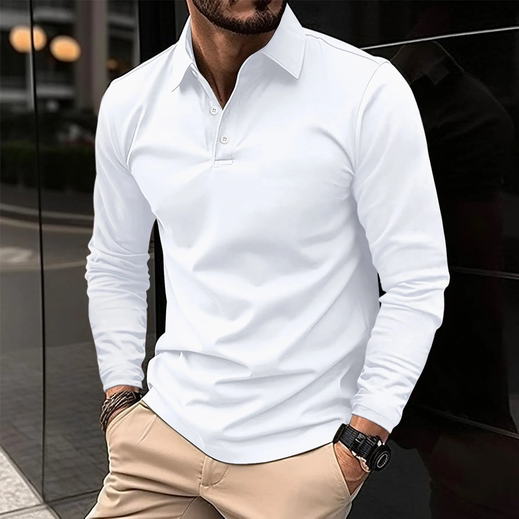 Polo Hombre Manga Larga Cuello Clásico Algodón - Mavetta