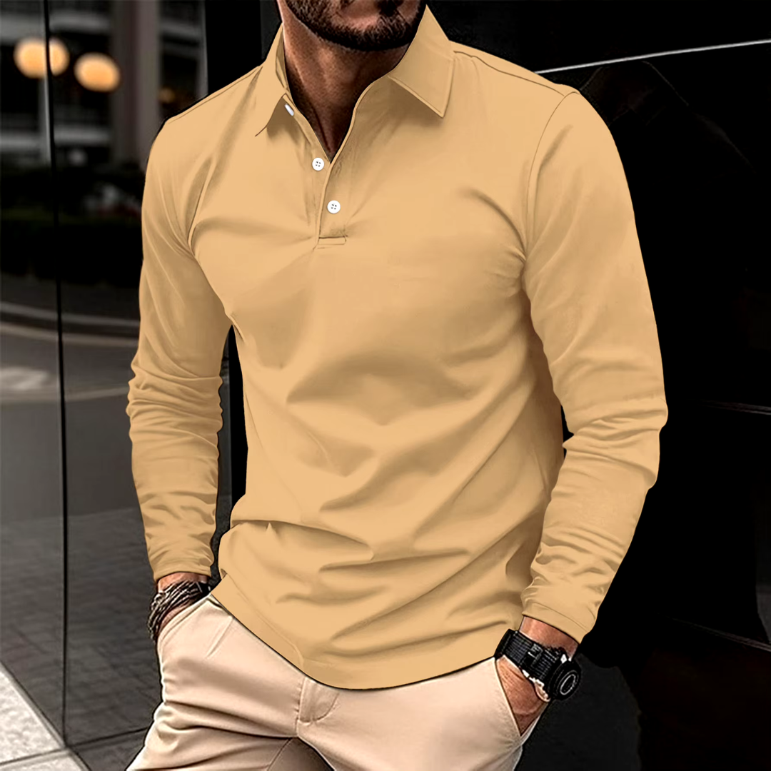 Polo Hombre Manga Larga Cuello Clásico Algodón