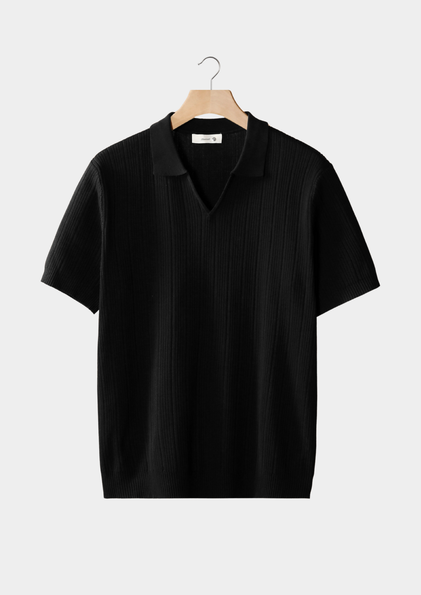 Polo Hombre de Punto Acanalado Manga Corta Cuello en V