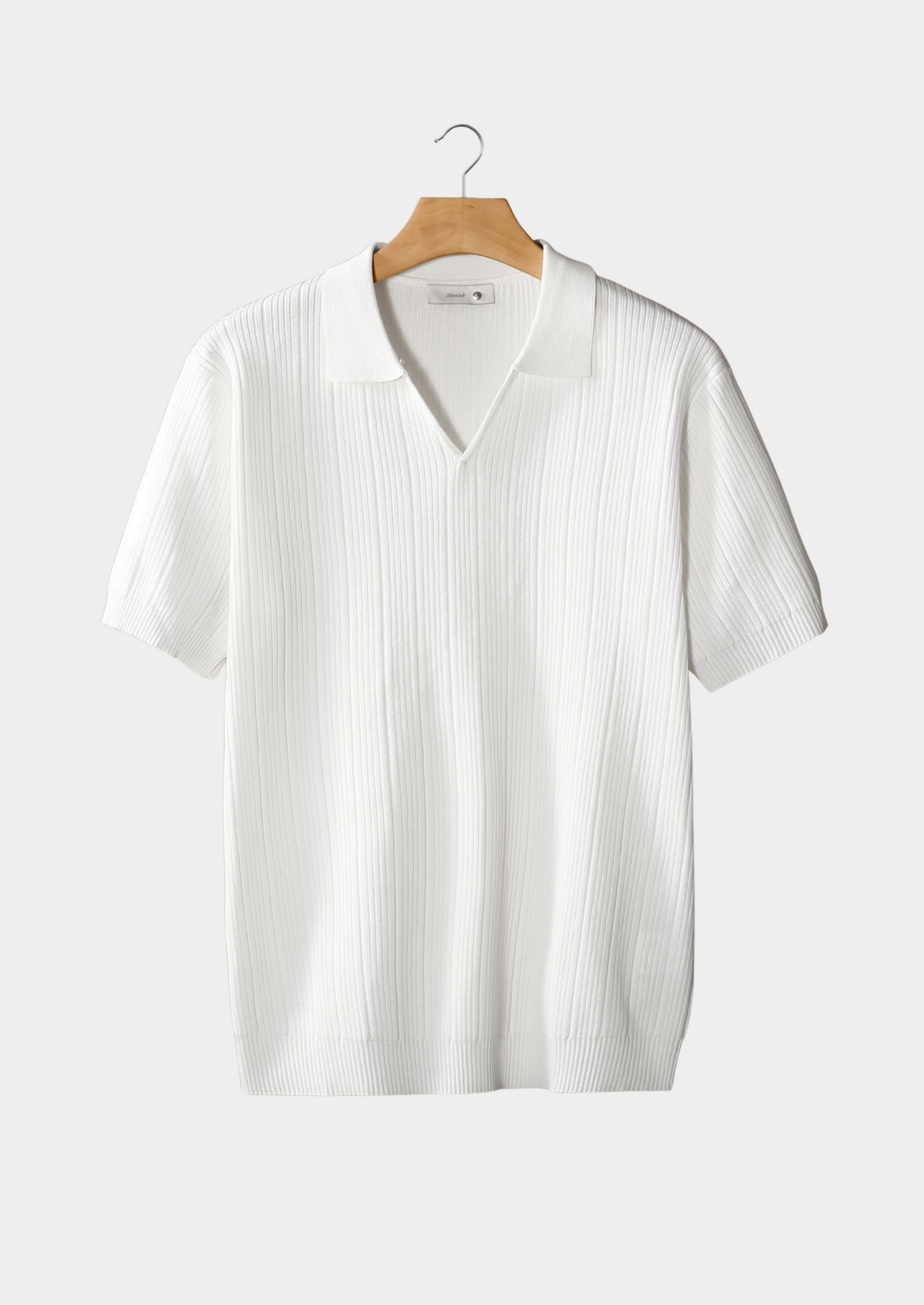 Polo Hombre de Punto Acanalado Manga Corta Cuello en V