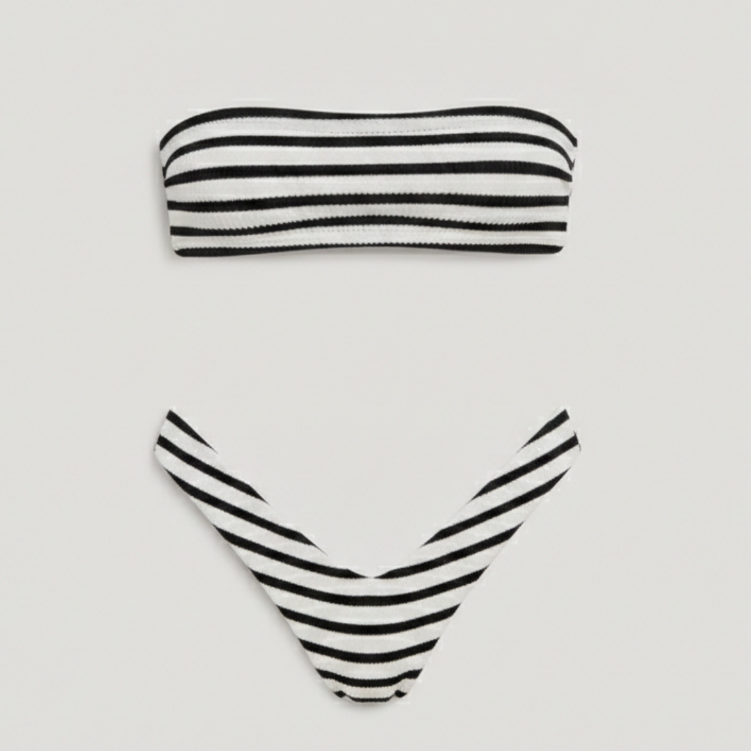 Bikini Mujer Bandeau Rayas Braguita Alta