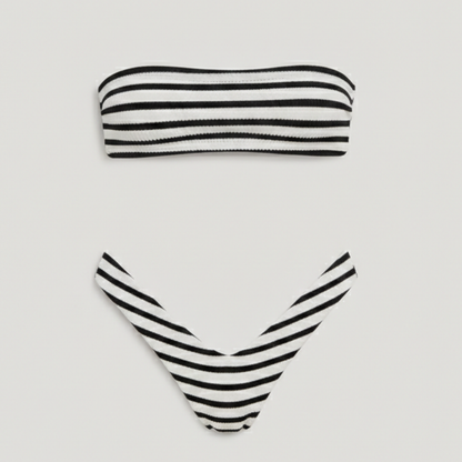Bikini Mujer Bandeau Rayas Braguita Alta