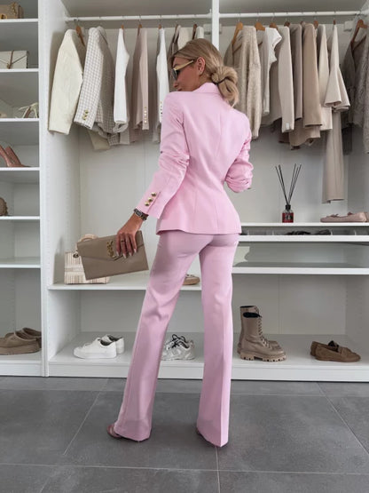 Conjunto Mujer de Blazer y Pantalón Estampado Ajustado