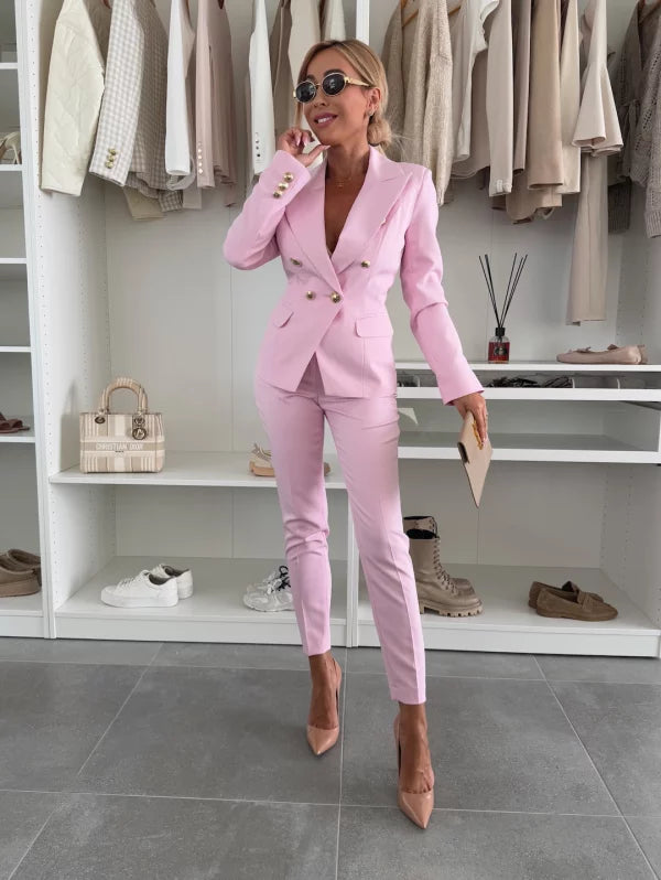 Conjunto Mujer de Blazer y Pantalón Estampado Ajustado - Mavetta