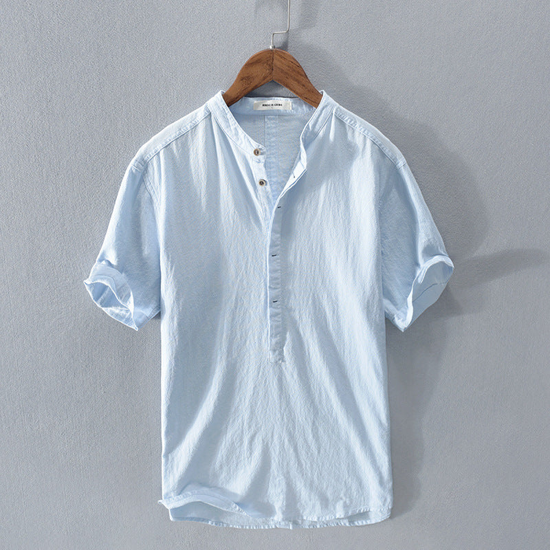 Camisa Hombre de Lino Ligera Manga Corta Transpirable - Mavetta