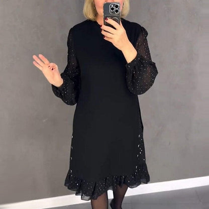 Vestido Midi Mujer de Encaje Fiesta Cuello Redondo