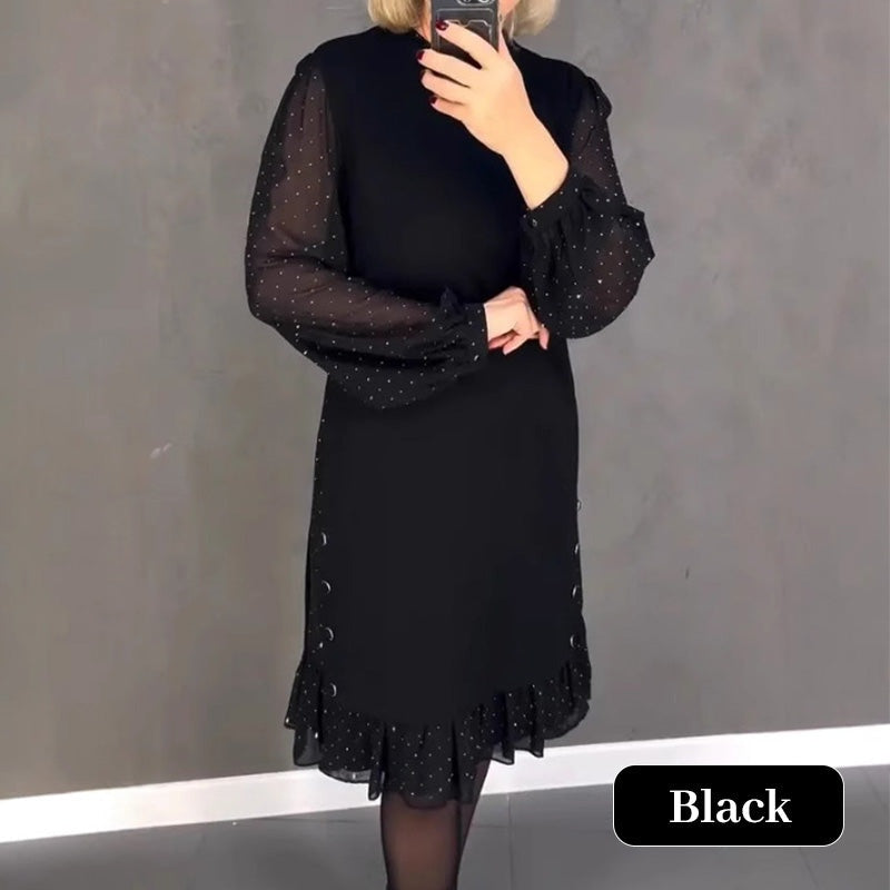 Vestido Midi Mujer de Encaje Fiesta Cuello Redondo