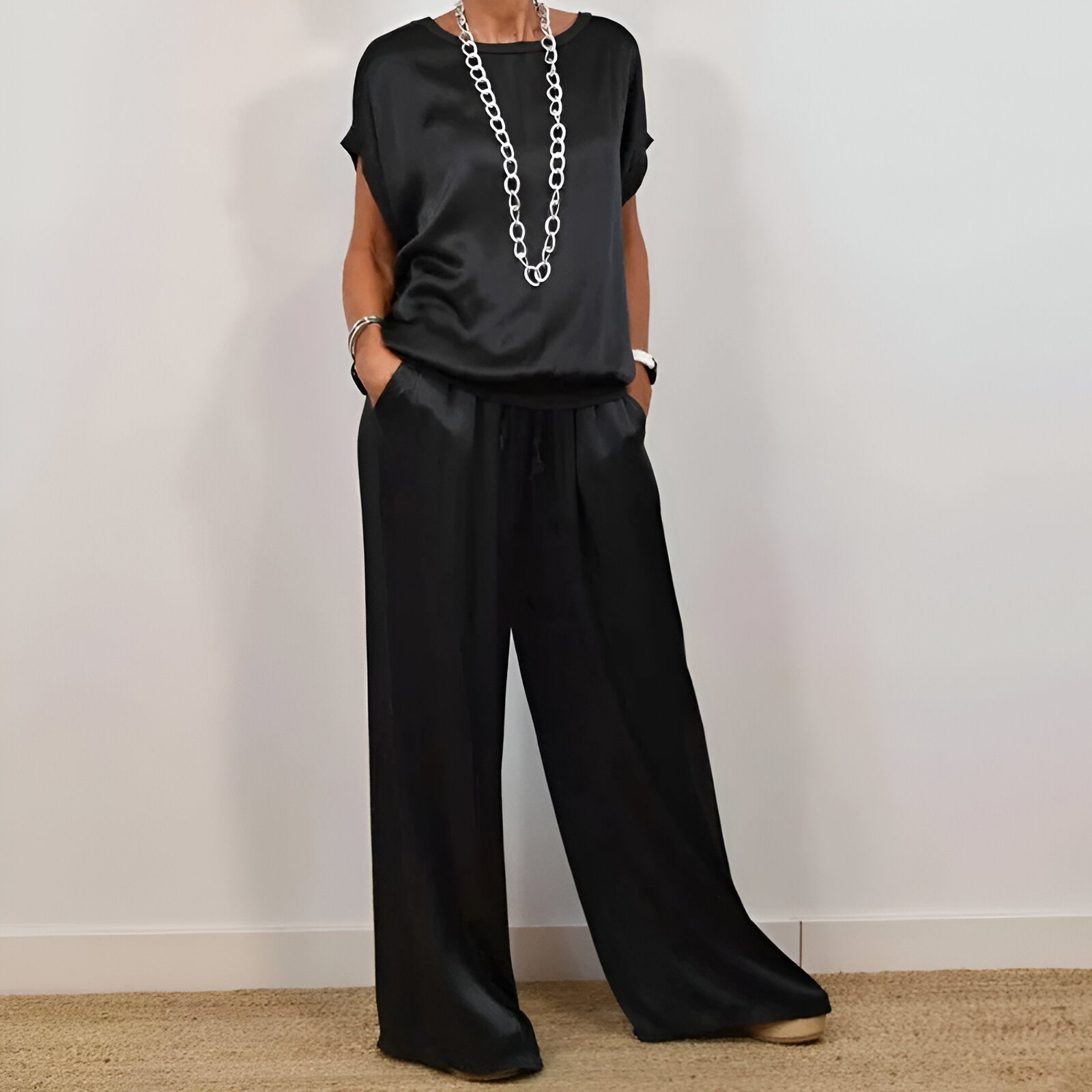 Conjunto Mujer Satén y Pantalón Largo - Mavetta