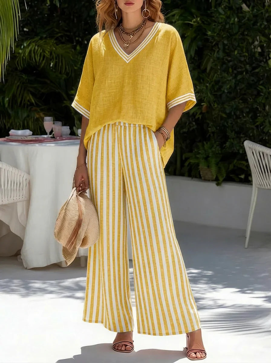 Conjunto Mujer de Rayas Diseño Casual y Elegante